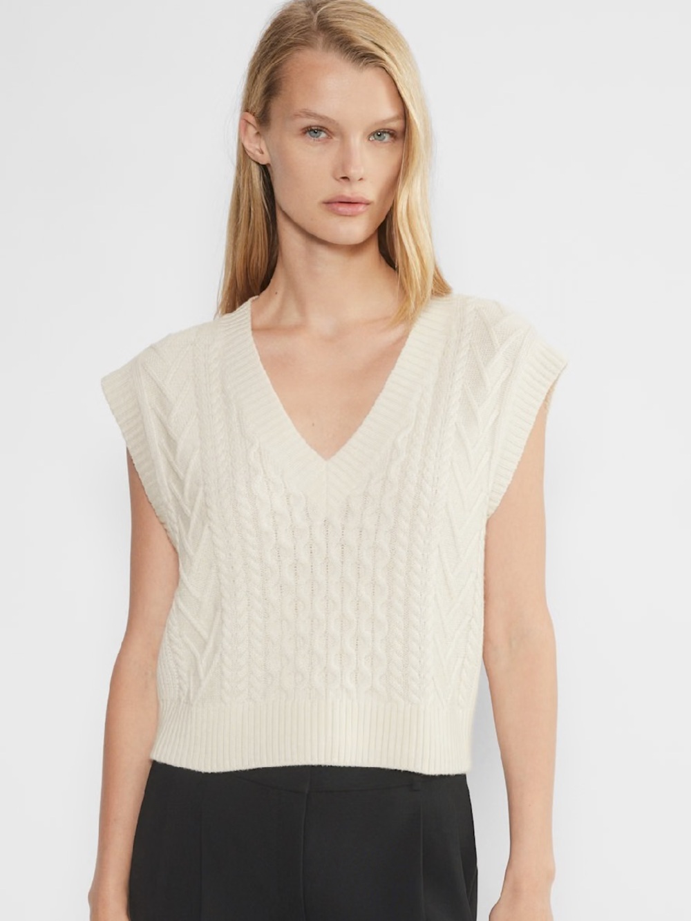 Babaton Emporia Merino Wool Sweater Vest New with Tags Ivory XS